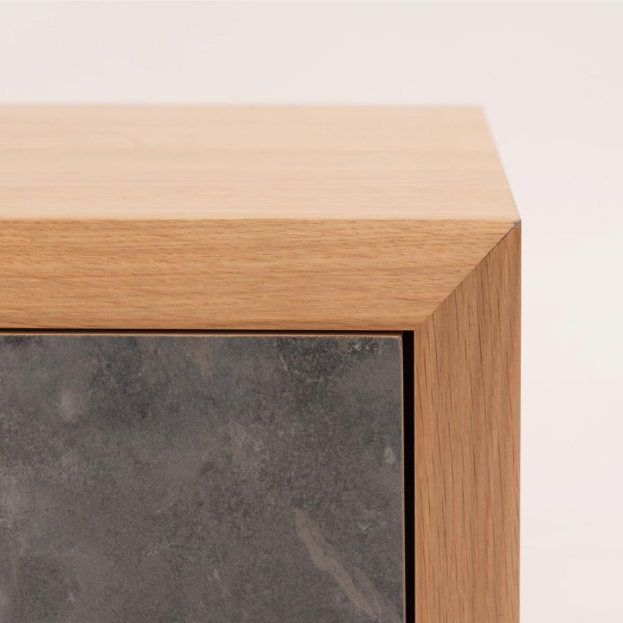 【開梱設置配送】ローボード 天然木の木目を生かしたデザインと石目調の引き出しがアクセント