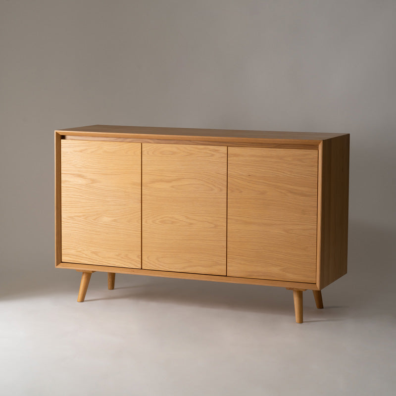 【開梱設置配送】キャビネット 幅120cm 木目の美しさが続くオーク扉で上質収納を叶える一台