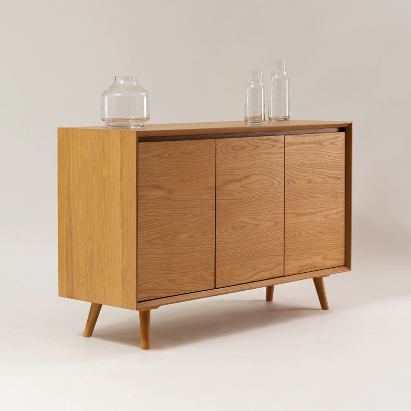 【開梱設置配送】キャビネット 幅120cm 木目の美しさが続くオーク扉で上質収納を叶える一台