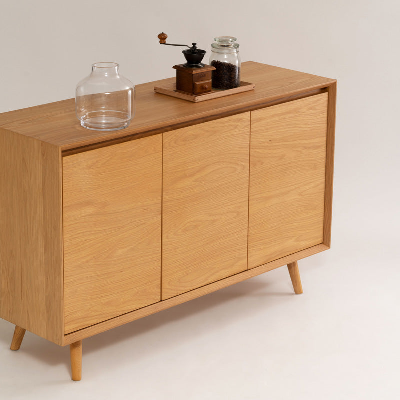 【開梱設置配送】キャビネット 幅120cm 木目の美しさが続くオーク扉で上質収納を叶える一台