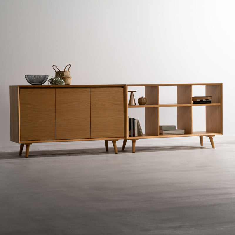 【開梱設置配送】キャビネット 幅120cm 木目の美しさが続くオーク扉で上質収納を叶える一台