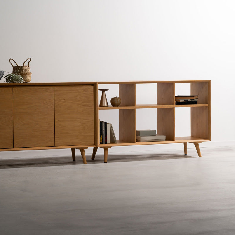 【開梱設置配送】キャビネット 幅120cm 木目の美しさが続くオーク扉で上質収納を叶える一台