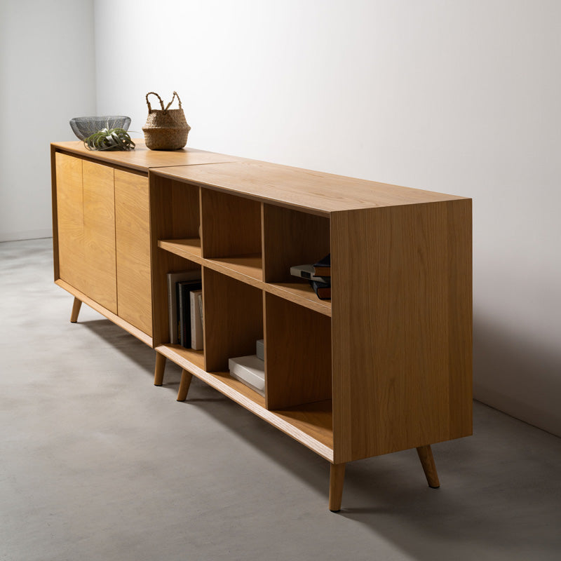 【開梱設置配送】キャビネット 幅120cm 木目の美しさが続くオーク扉で上質収納を叶える一台