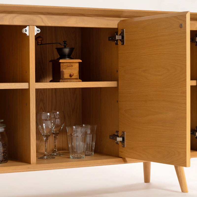 【開梱設置配送】キャビネット 幅120cm 木目の美しさが続くオーク扉で上質収納を叶える一台