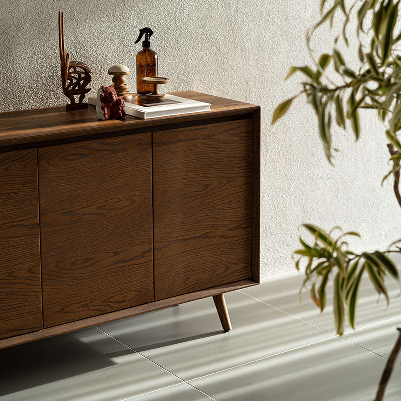 【開梱設置配送】キャビネット 幅120cm 木目の美しさが続くオーク扉で上質収納を叶える一台