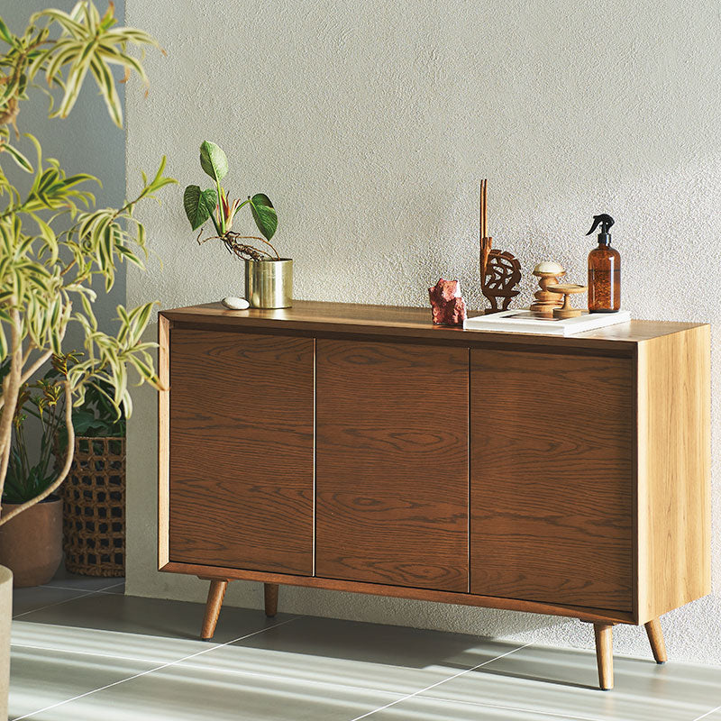 【開梱設置配送】キャビネット 幅120cm 木目の美しさが続くオーク扉で上質収納を叶える一台