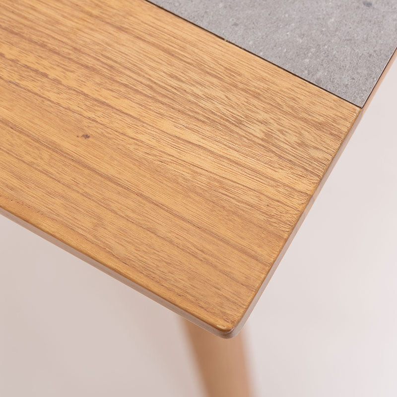 モルタル調の天板にきれいな木目が特徴のスンカイ材を組み合わせ ダイニングテーブル 幅136cm