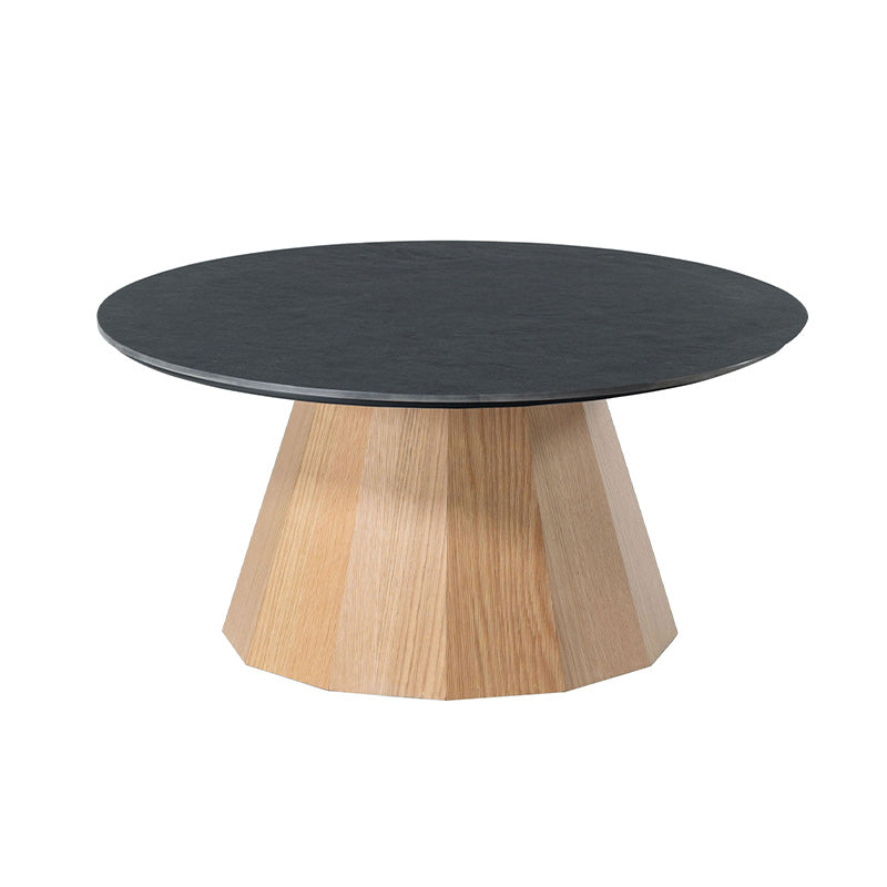 セラミック天板と多角形の脚を組み合わせた 円形リビングテーブル 丸テーブル