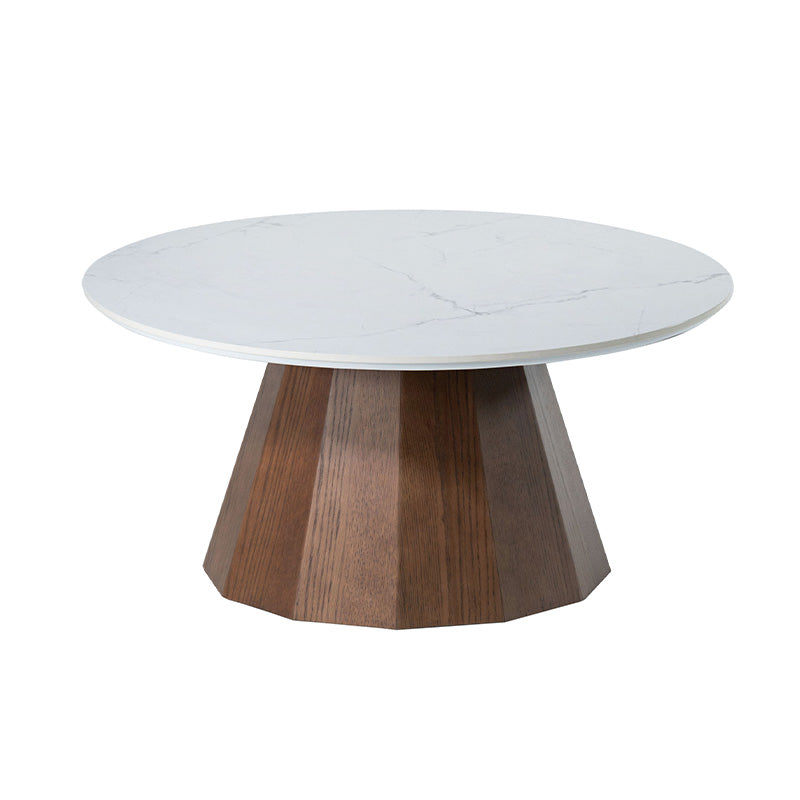 セラミック天板と多角形の脚を組み合わせた 円形リビングテーブル 丸テーブル