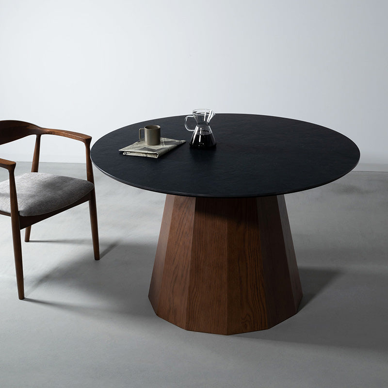 【開梱設置配送】円形ダイニングテーブル セラミック天板と多角形の脚を組み合わせた 丸テーブル