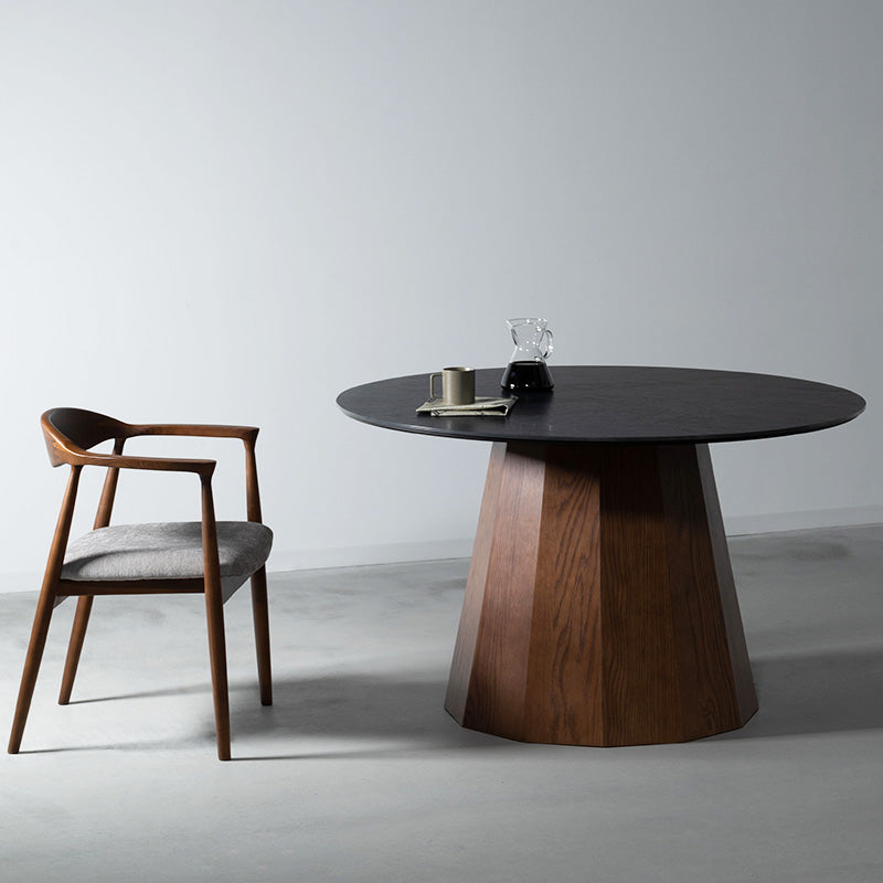 【開梱設置配送】円形ダイニングテーブル セラミック天板と多角形の脚を組み合わせた 丸テーブル