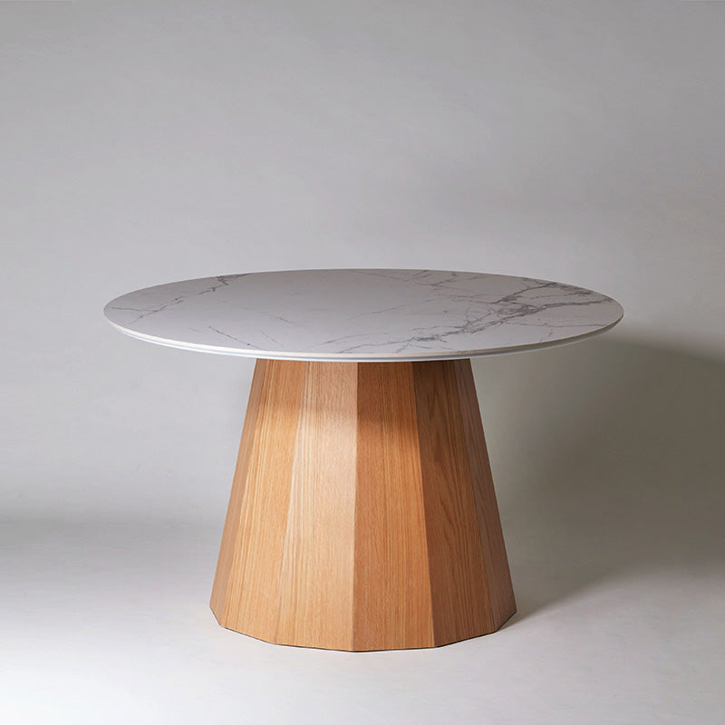 【開梱設置配送】円形ダイニングテーブル セラミック天板と多角形の脚を組み合わせた 丸テーブル