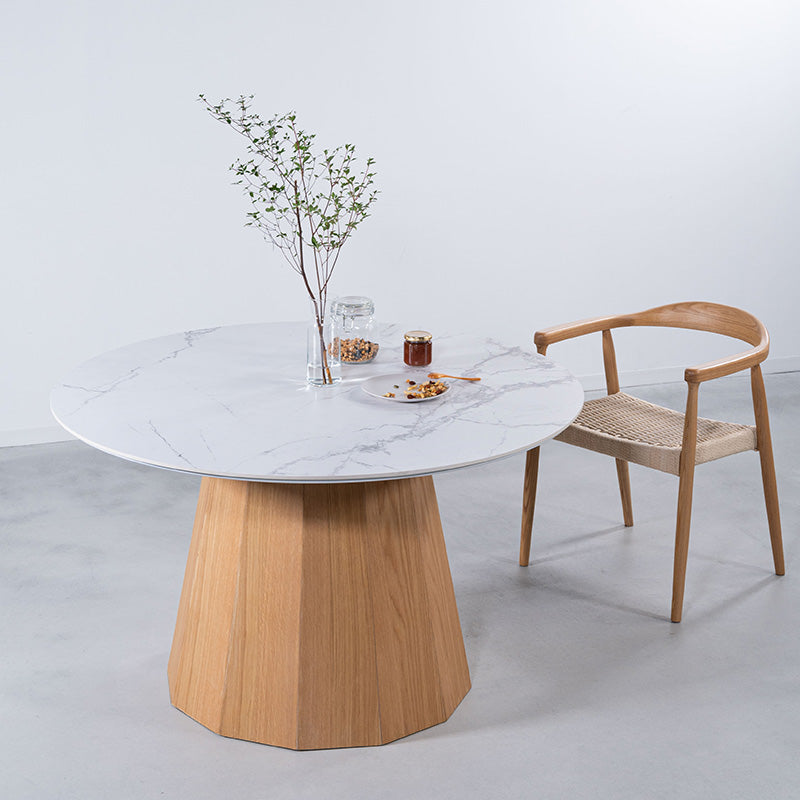 【開梱設置配送】円形ダイニングテーブル セラミック天板と多角形の脚を組み合わせた 丸テーブル