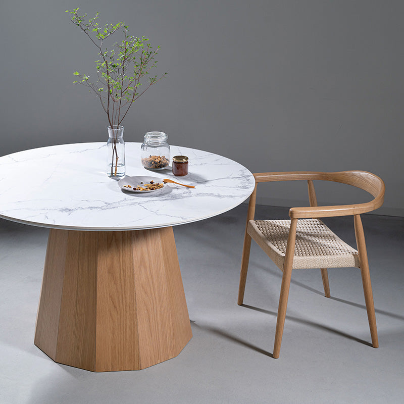 【開梱設置配送】円形ダイニングテーブル セラミック天板と多角形の脚を組み合わせた 丸テーブル