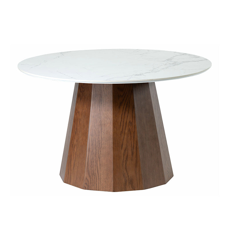 【開梱設置配送】円形ダイニングテーブル セラミック天板と多角形の脚を組み合わせた 丸テーブル