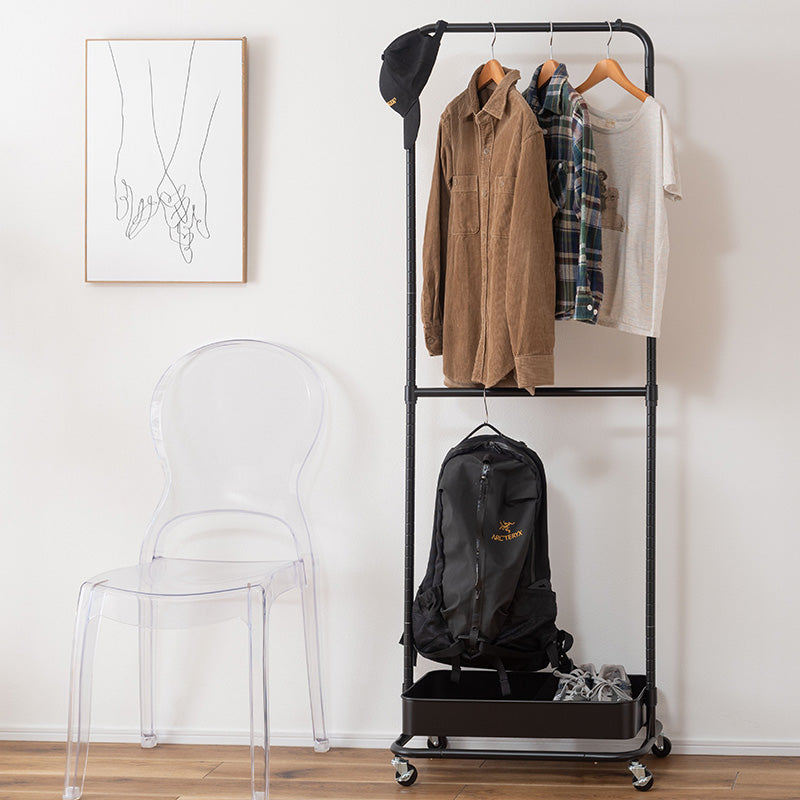 シンプルデザインで場所を選ばないハンガーワゴン(ボックス1段タイプ)