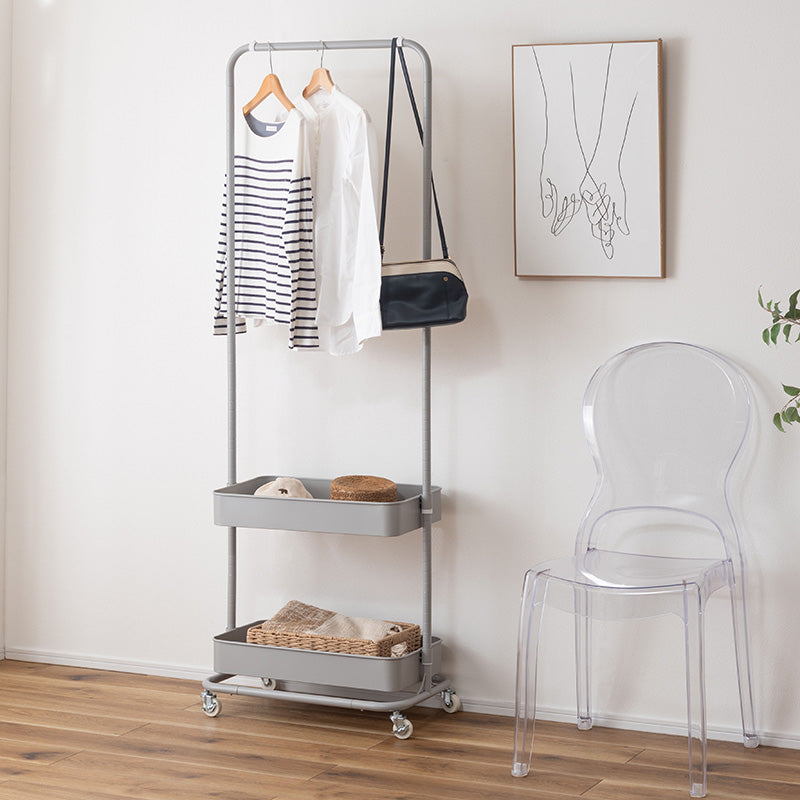シンプルデザインで場所を選ばないハンガーワゴン(ボックス2段タイプ)