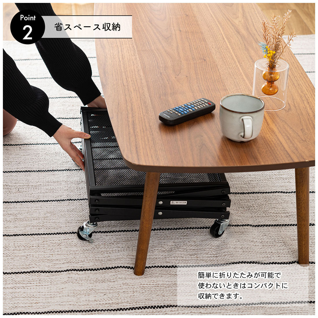 シンプルデザインのフォールディングラック ワゴン