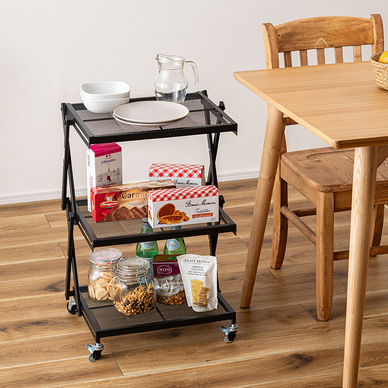 シンプルデザインのフォールディングラック ワゴン