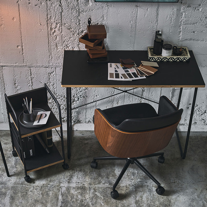 ソフトレザー×木目調のデスクチェア オフィスチェア