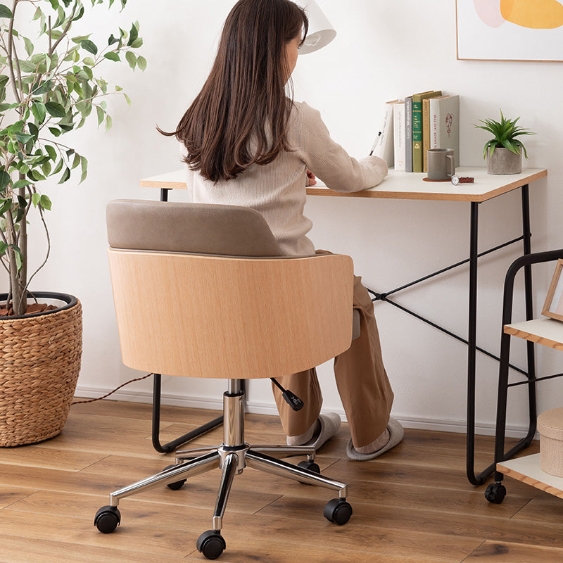 ソフトレザー×木目調のデスクチェア オフィスチェア