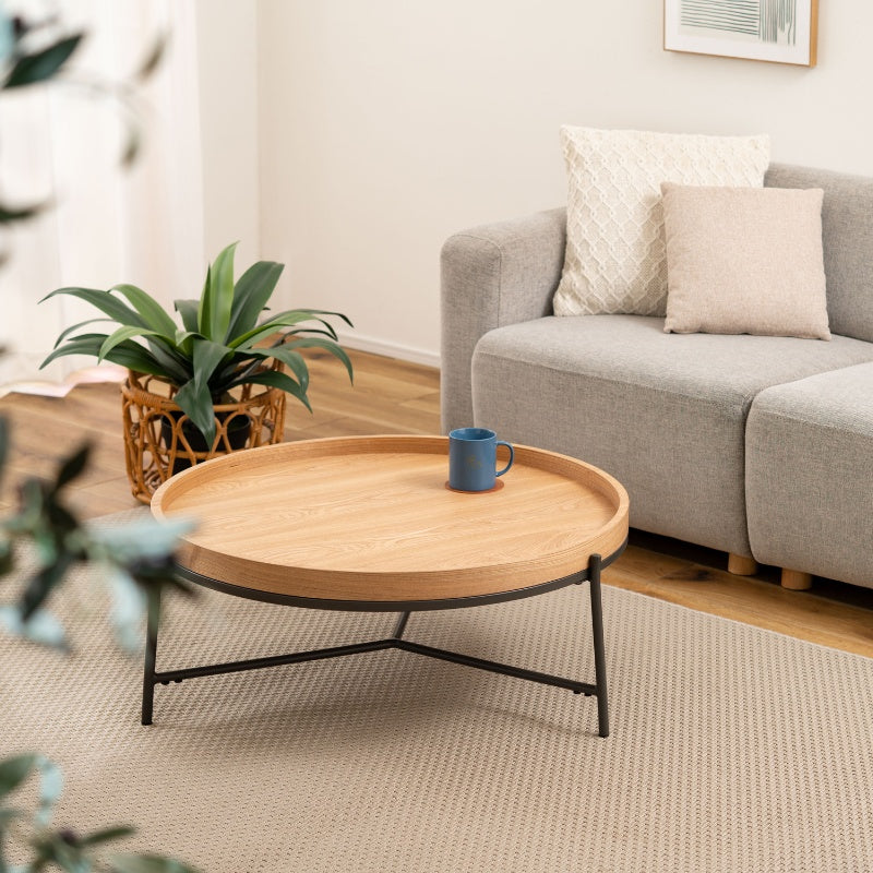 ラウンドテーブ|アッシュ×スチールの洗練デザイン。省スペースでおしゃれな丸テーブル