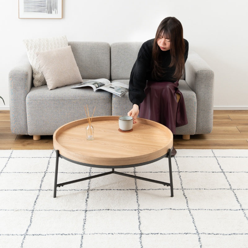 ラウンドテーブ|アッシュ×スチールの洗練デザイン。省スペースでおしゃれな丸テーブル