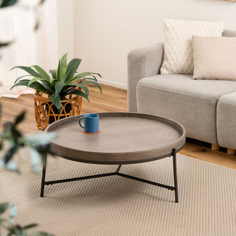 ラウンドテーブ|アッシュ×スチールの洗練デザイン。省スペースでおしゃれな丸テーブル