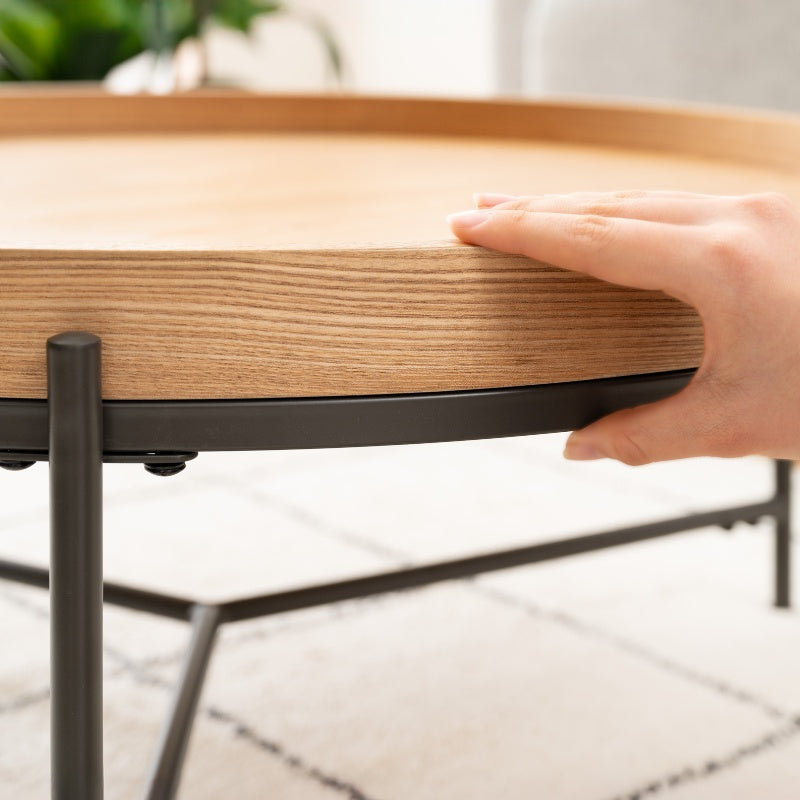 ラウンドテーブ|アッシュ×スチールの洗練デザイン。省スペースでおしゃれな丸テーブル