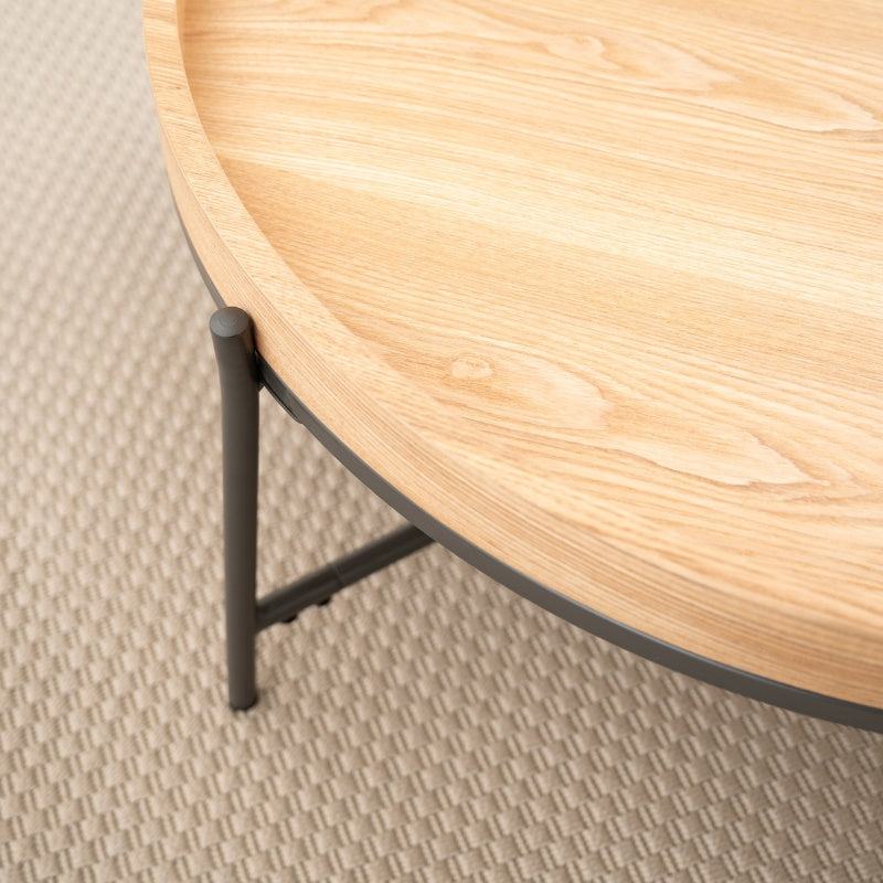 ラウンドテーブ|アッシュ×スチールの洗練デザイン。省スペースでおしゃれな丸テーブル