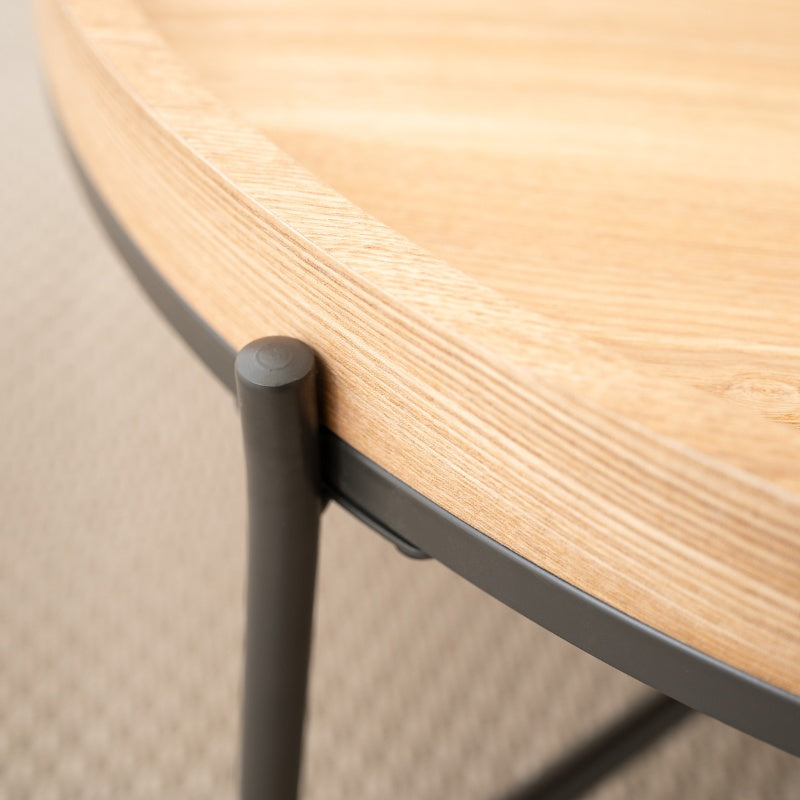 ラウンドテーブ|アッシュ×スチールの洗練デザイン。省スペースでおしゃれな丸テーブル