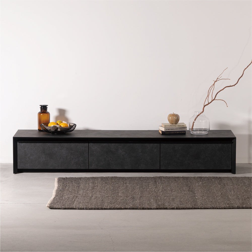 【開梱設置配送】モルタル調の石目柄を施したるローボード