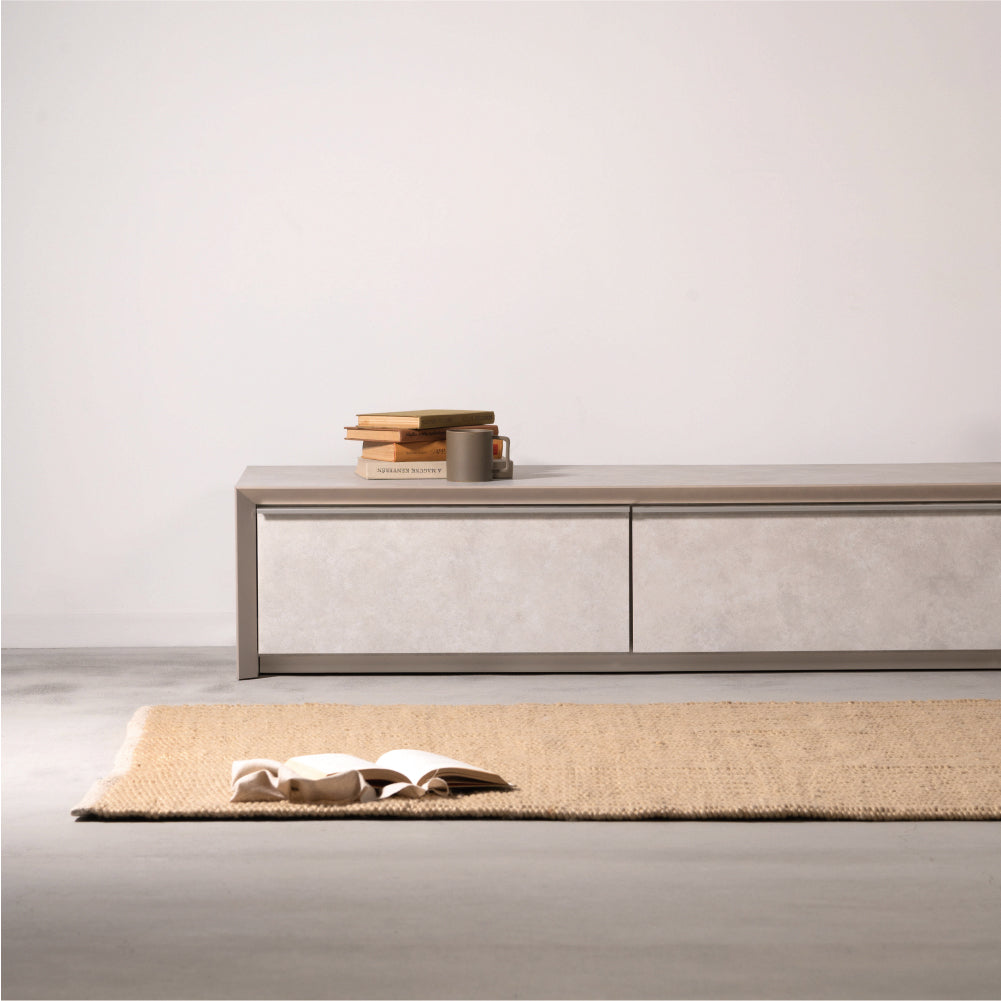 【開梱設置配送】モルタル調の石目柄を施したるローボード