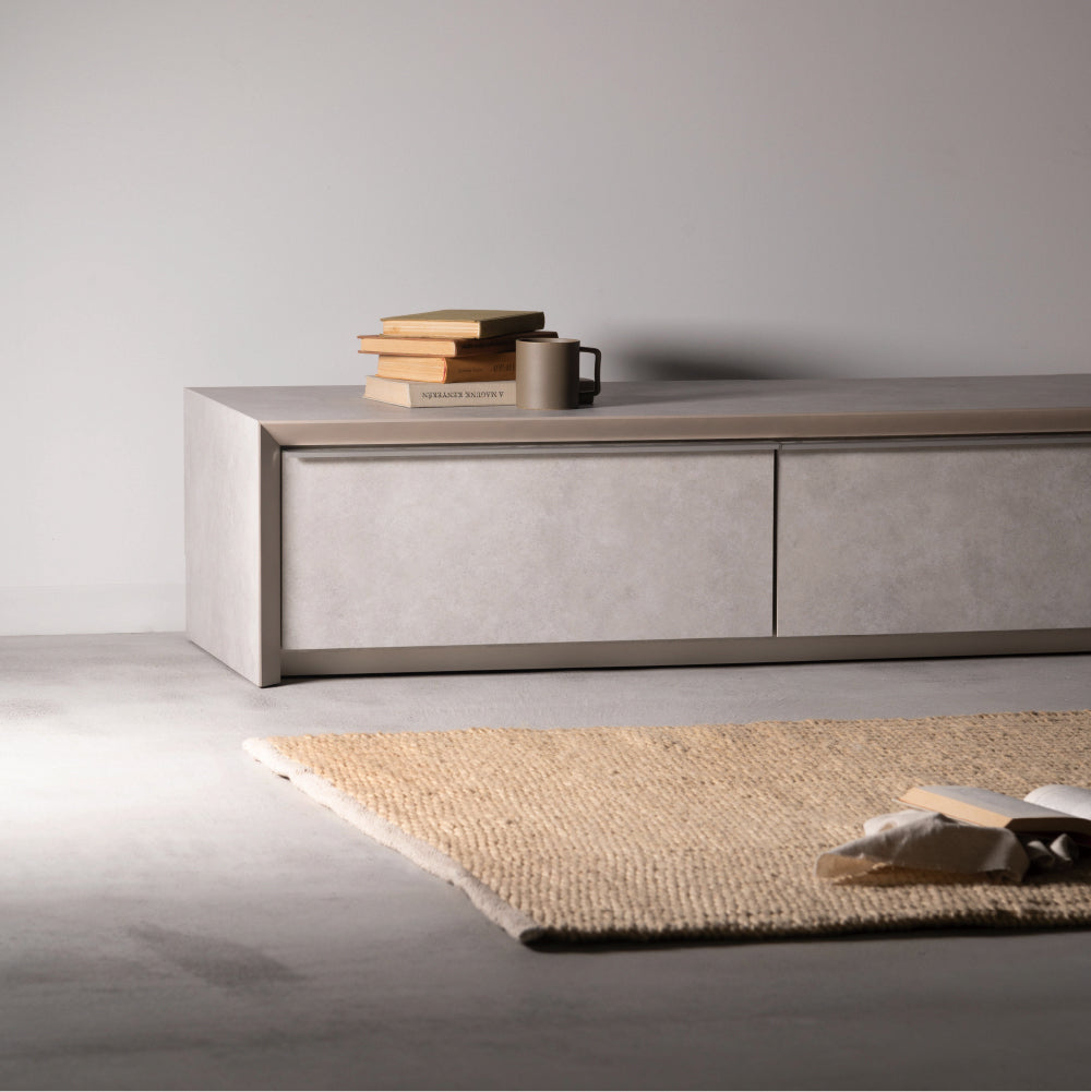 【開梱設置配送】モルタル調の石目柄を施したるローボード