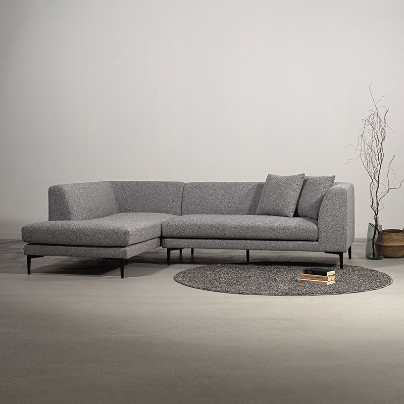 【開梱設置配送】上質なファブリックと細身のスチール脚カウチソファ