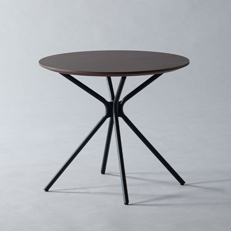 細身のアイアンレッグが中央から広がるスタイリッシュなデザインのサイドテーブル