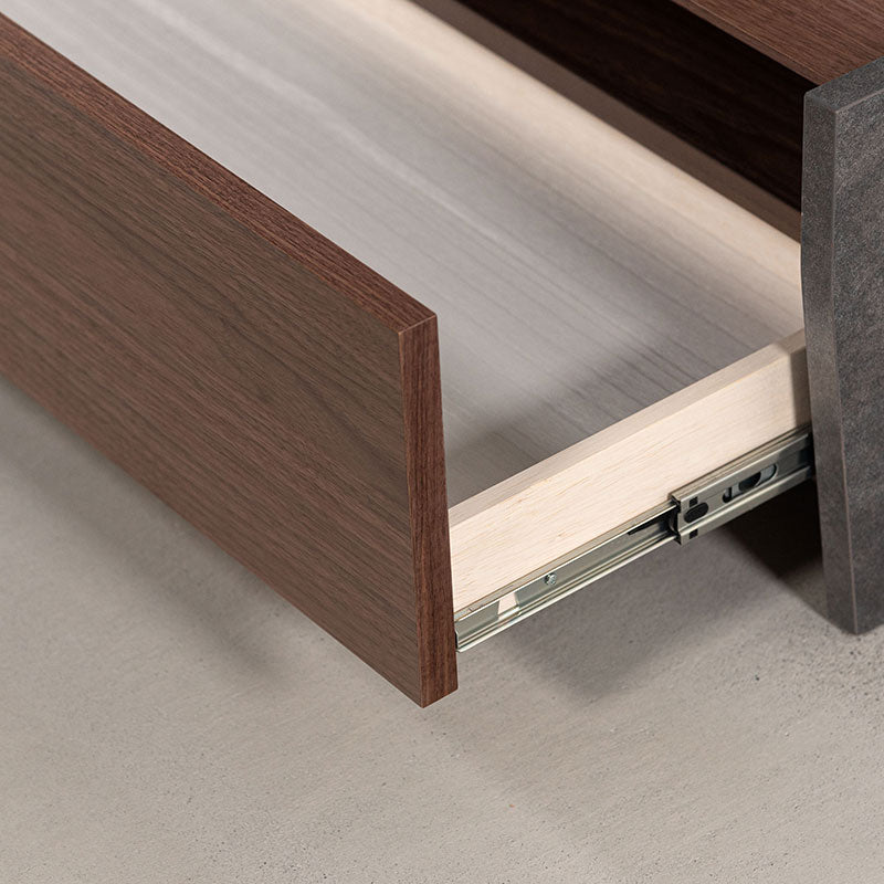 【開梱設置配送】天然木の木目を活かした本体、側面には石目調のデザインを施したローボード