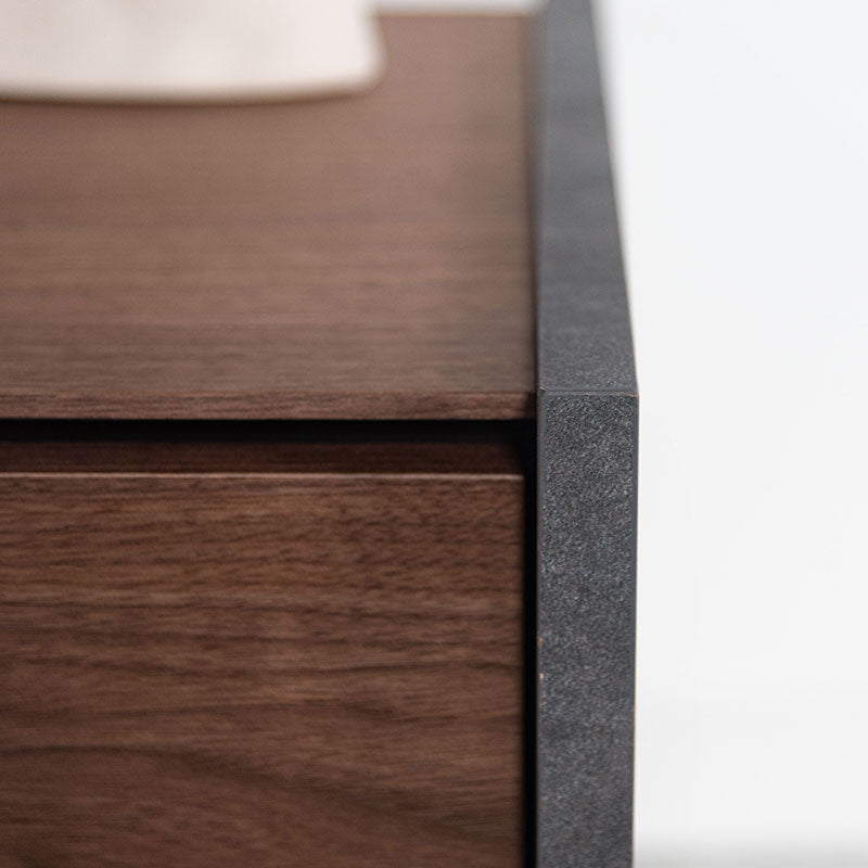 【開梱設置配送】天然木の木目を活かした本体、側面には石目調のデザインを施したローボード