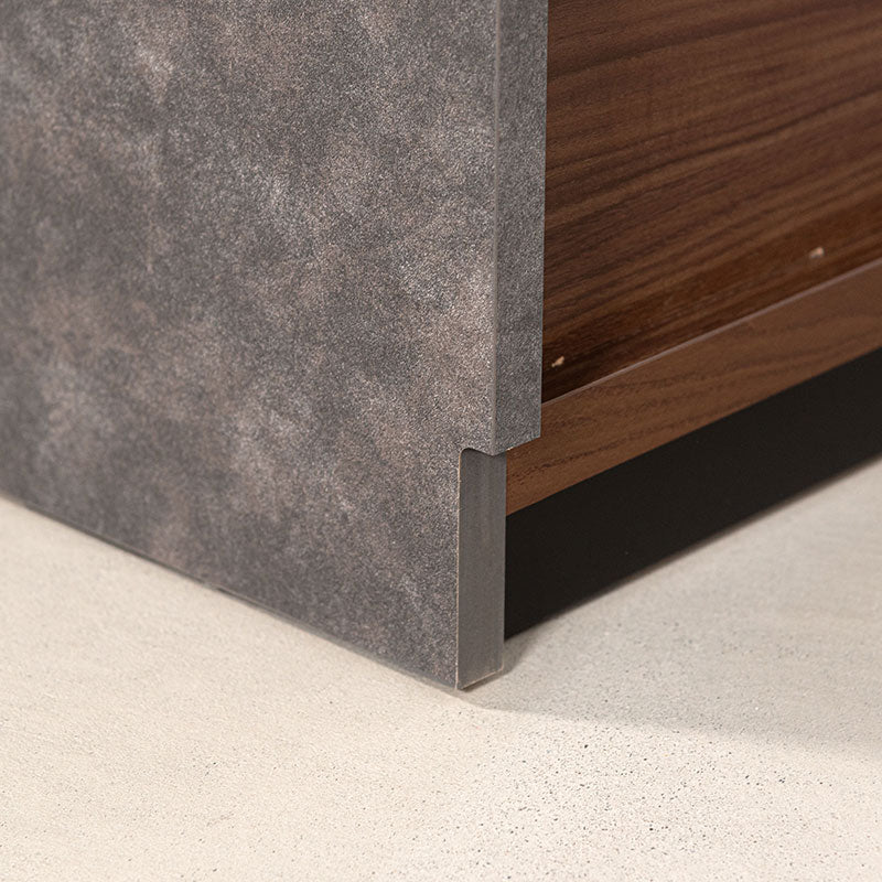 【開梱設置配送】天然木の木目を活かした本体、側面には石目調のデザインを施したローボード
