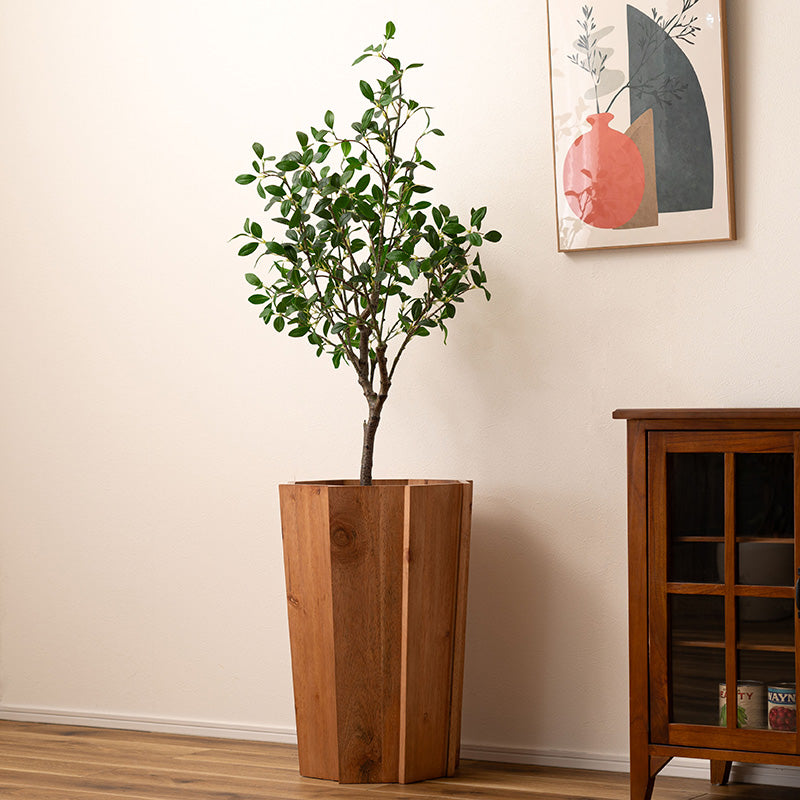 植物を鉢のまま入れるだけウッドプランターL