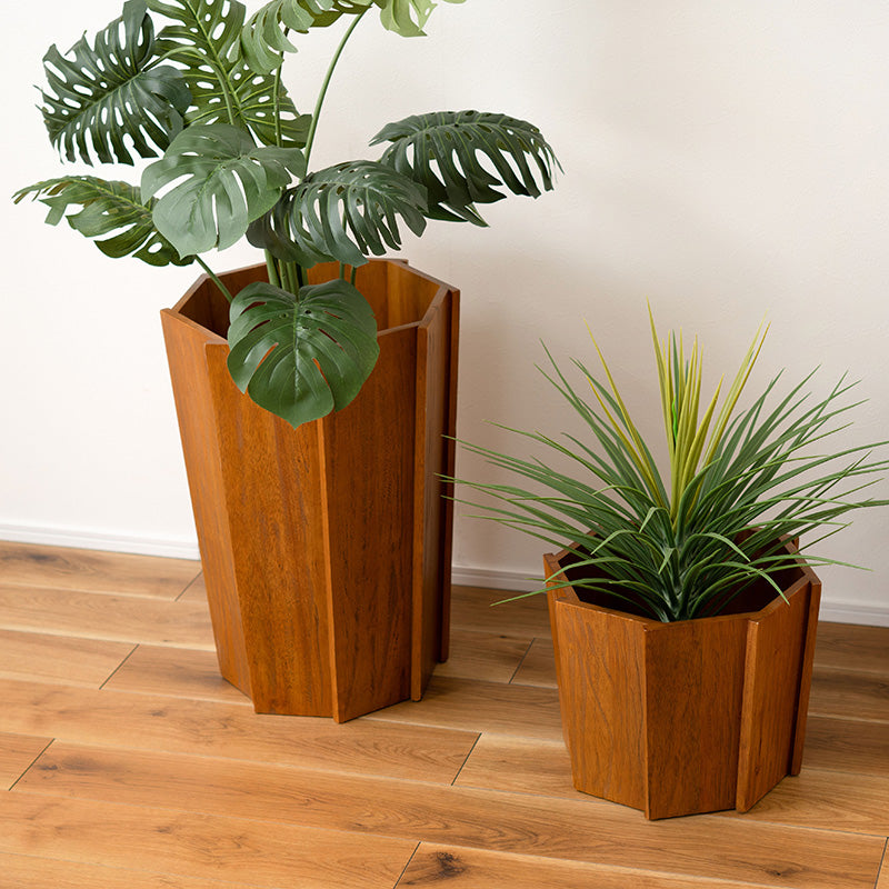 植物を鉢のまま入れるだけウッドプランターL