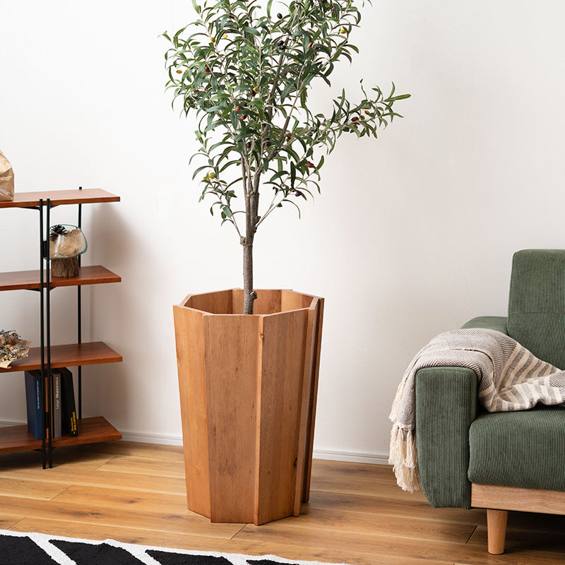 植物を鉢のまま入れるだけウッドプランターL