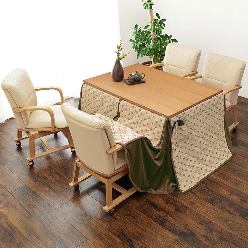 ダイニングテーブル・チェア・こたつ布団6点セット ハイタイプ幅120cm