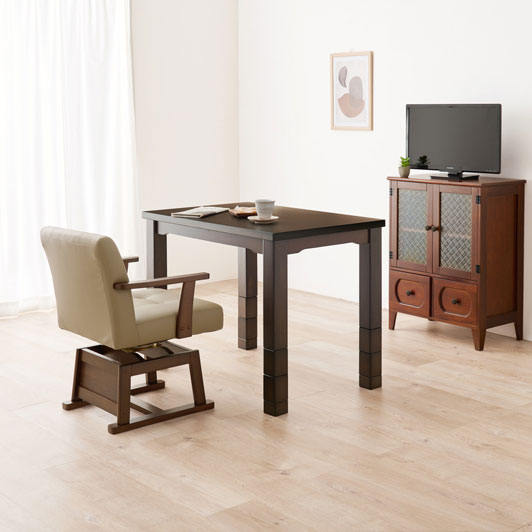 ダイニングこたつテーブル 幅90cm 高さ6段階調節 ※テーブル単品