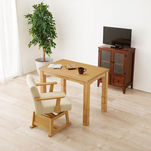 ダイニングこたつテーブル 幅90cm 高さ6段階調節 ※テーブル単品