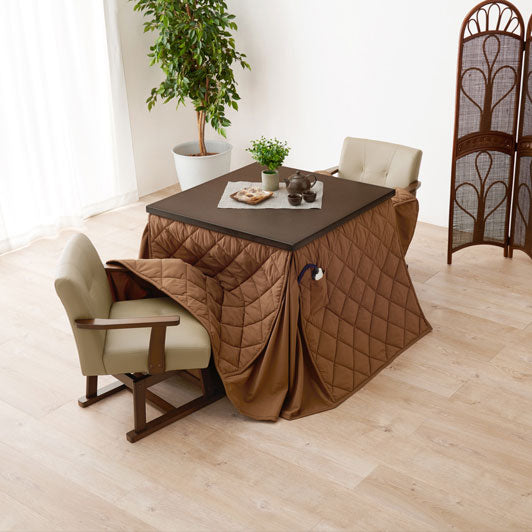 ダイニングテーブル・チェア・こたつ布団4点セット 幅80cm 高さ6段階調節