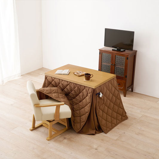 ダイニングテーブル・チェア・こたつ布団3点セット 幅90cm 高さ6段階調節