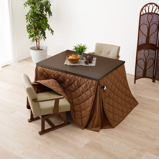 ダイニングテーブル・チェア・こたつ布団4点セット 幅105cm 高さ6段階調節