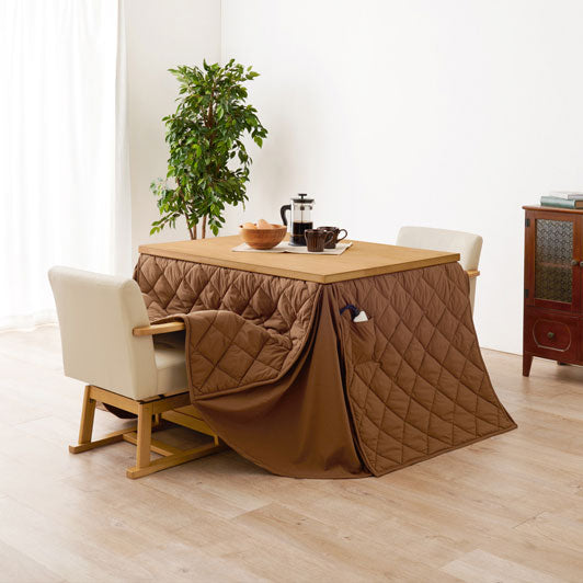 ダイニングテーブル・チェア・こたつ布団4点セット 幅105cm 高さ6段階調節