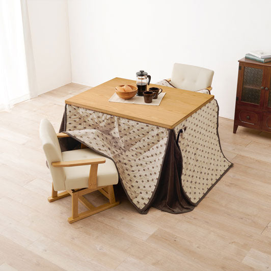 ダイニングテーブル・チェア・こたつ布団4点セット 幅105cm 高さ6段階調節